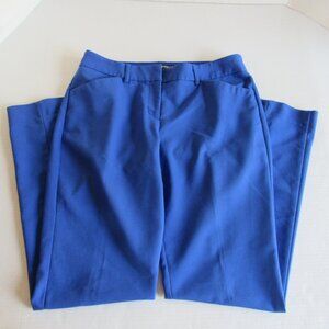 Express Blue Flat Front Mid Rise Straight Leg Editor Stretch Pants Size 6 Reg